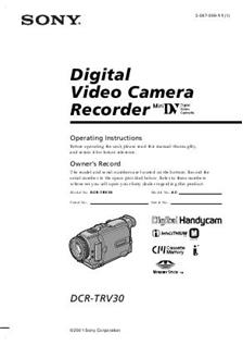 Sony DCR TRV 30 E manual. Camera Instructions.